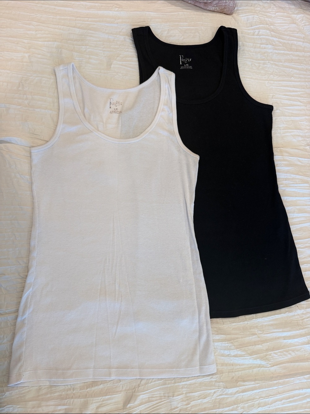 Felina Black & White Ribbed Tank Tops - Scoop Neck (2-Pack)